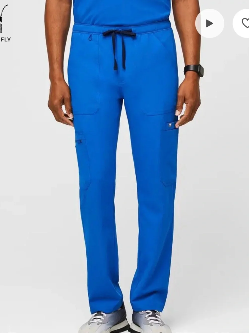 Figs Men Cairo Straight Leg Scrub Pants in Royal Blue (Zip Fly)